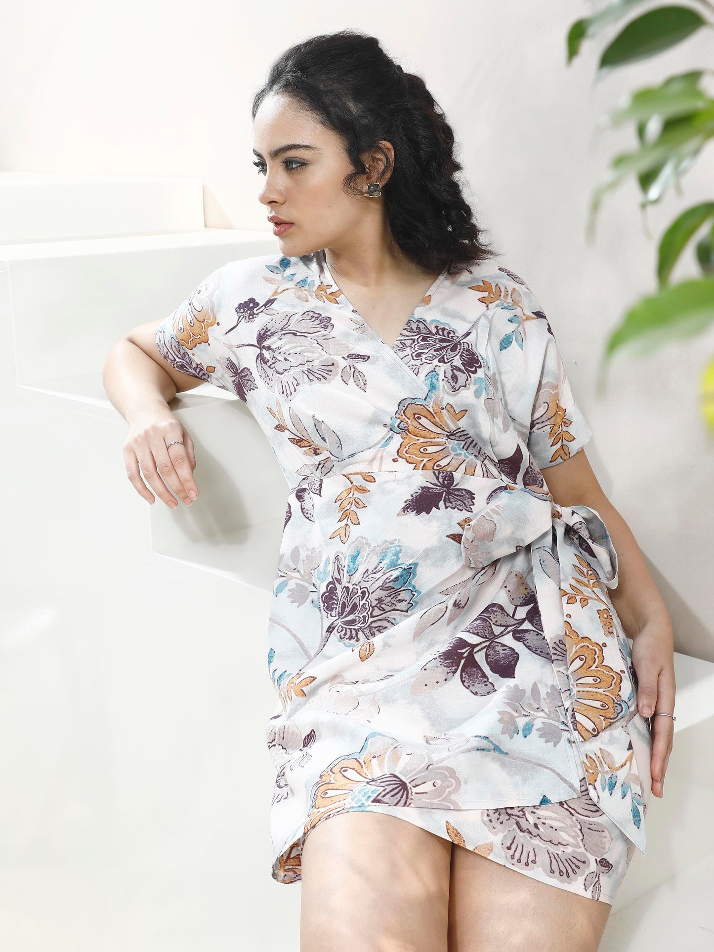 tropical print linen dress 1