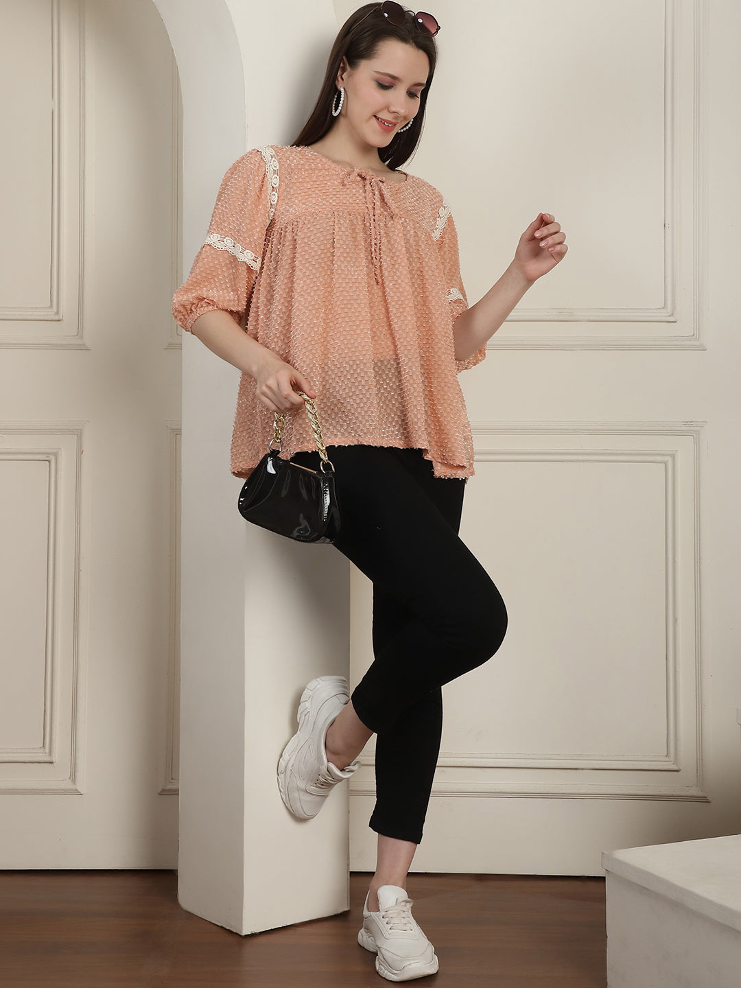 Green Peplum Womens Top