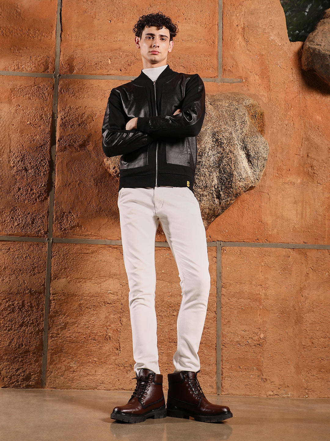 Mens Onyx Black Self Patch Bomber Jacket