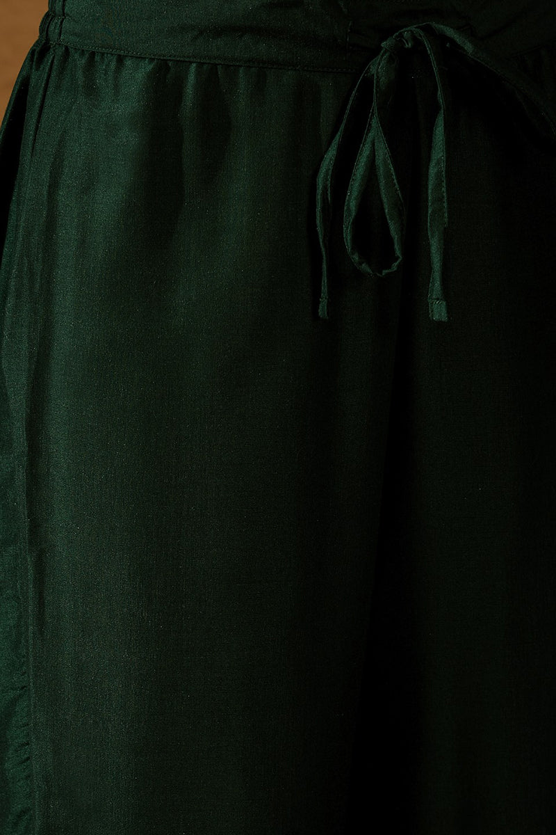 green cotton embroidered anarkali suit set