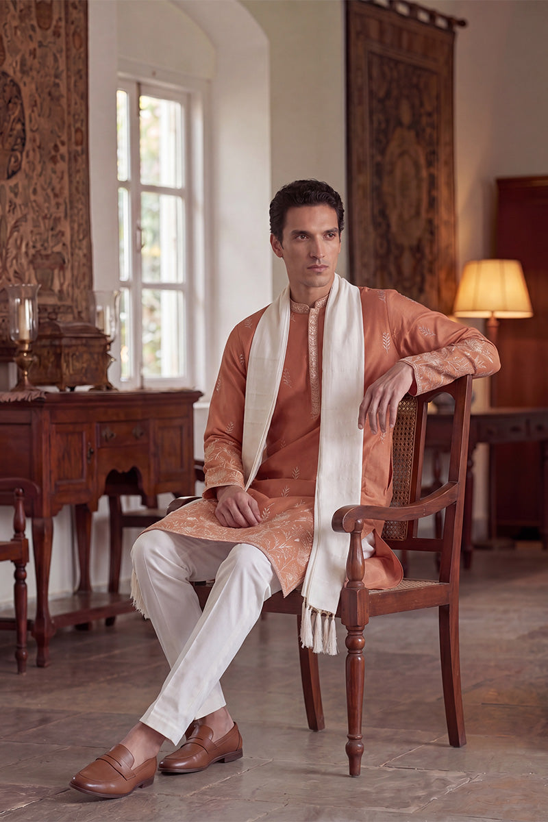 ethnic-bay-men-peach-vartican-solid-embroidered-straight-kurta-sets-mkpd1935