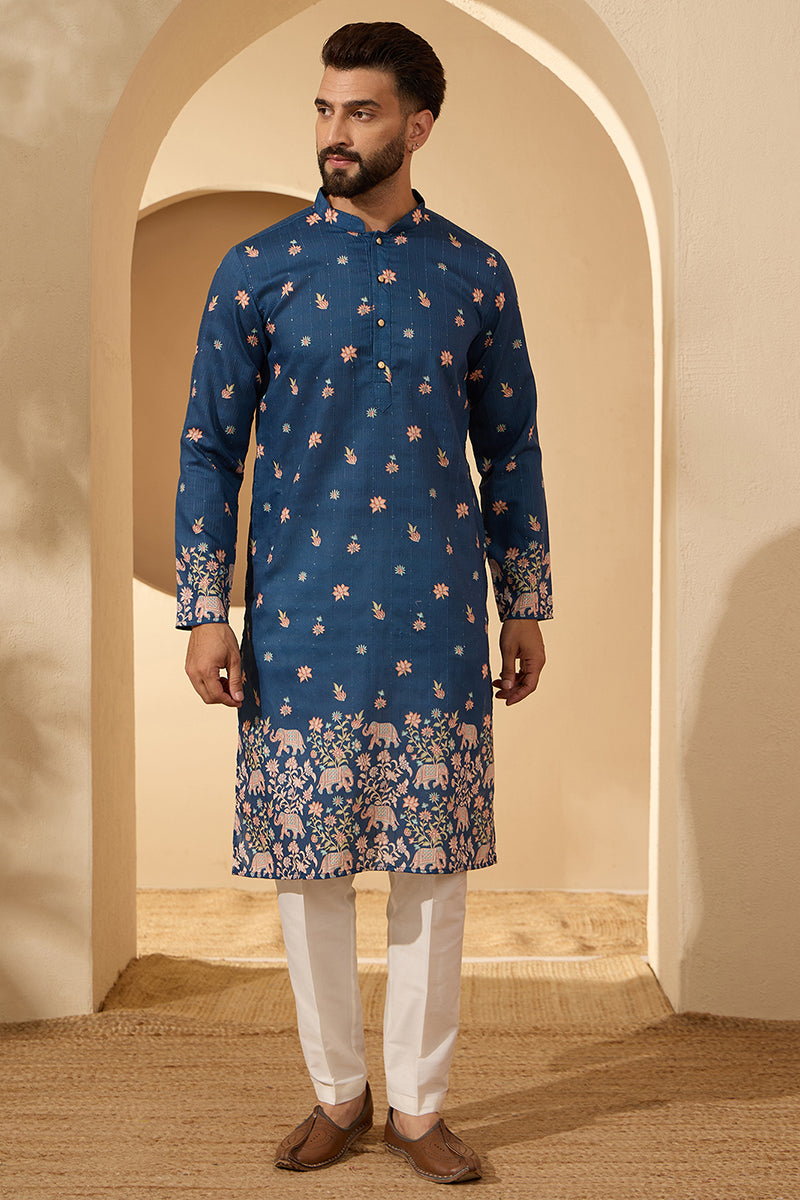 ethnic-bay-mens-blue-silk-blend-woven-design-calf-length-straight-regular-kurta-with-trouser-mkset2356