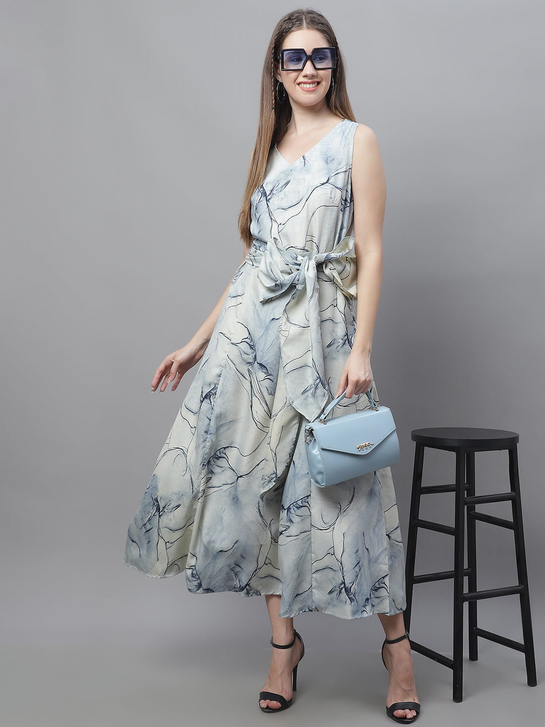 Women Blue Printed A Line Dresses
