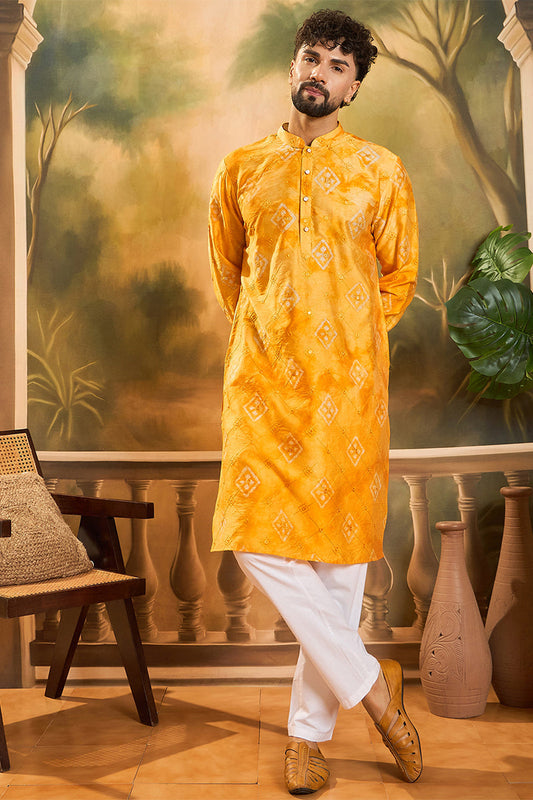 orange silk blend batik embroidered straight kurta with trouser