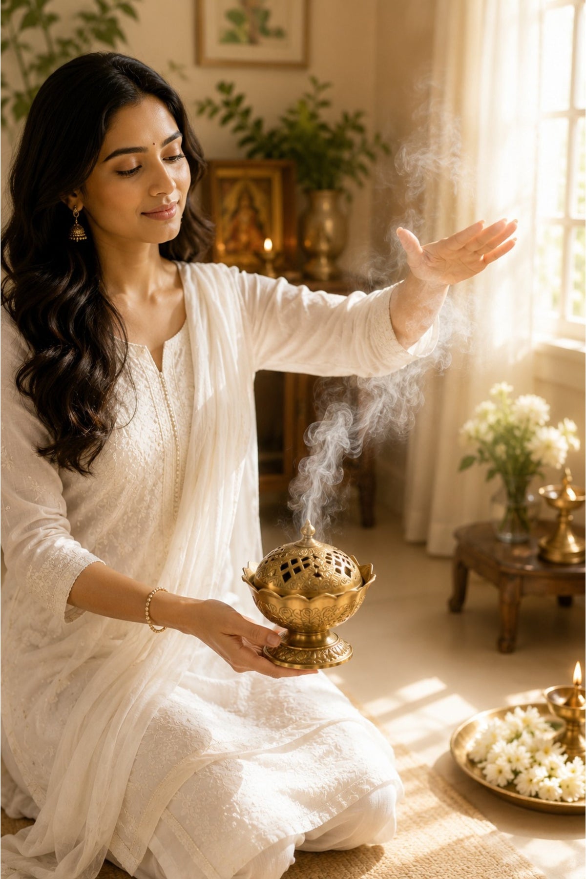 premium brass lotus loban burner with removable lid handcrafted brass dhoop dani for loban sambrani cups bakhoor resin incense dhoop decorative incense burner for home temple meditation gifting
