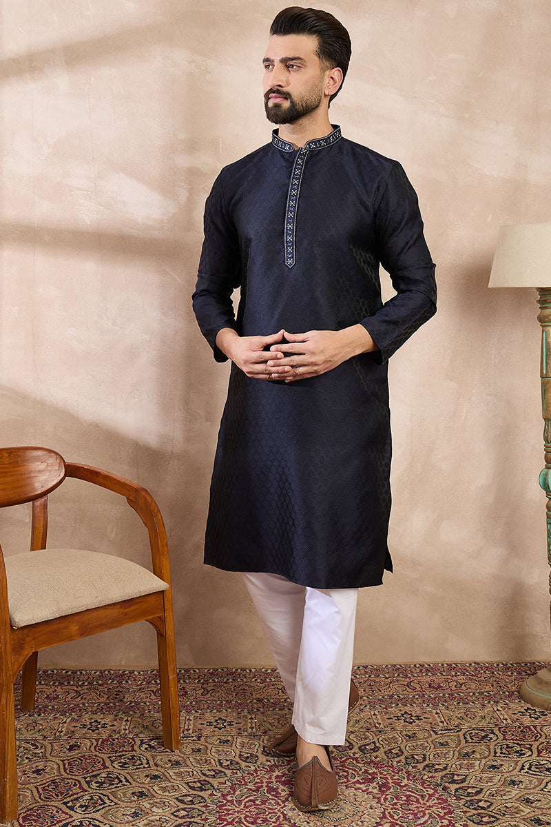 navy-blue-silk-blend-solid-woven-design-straight-kurta-with-trouser-mkset1853