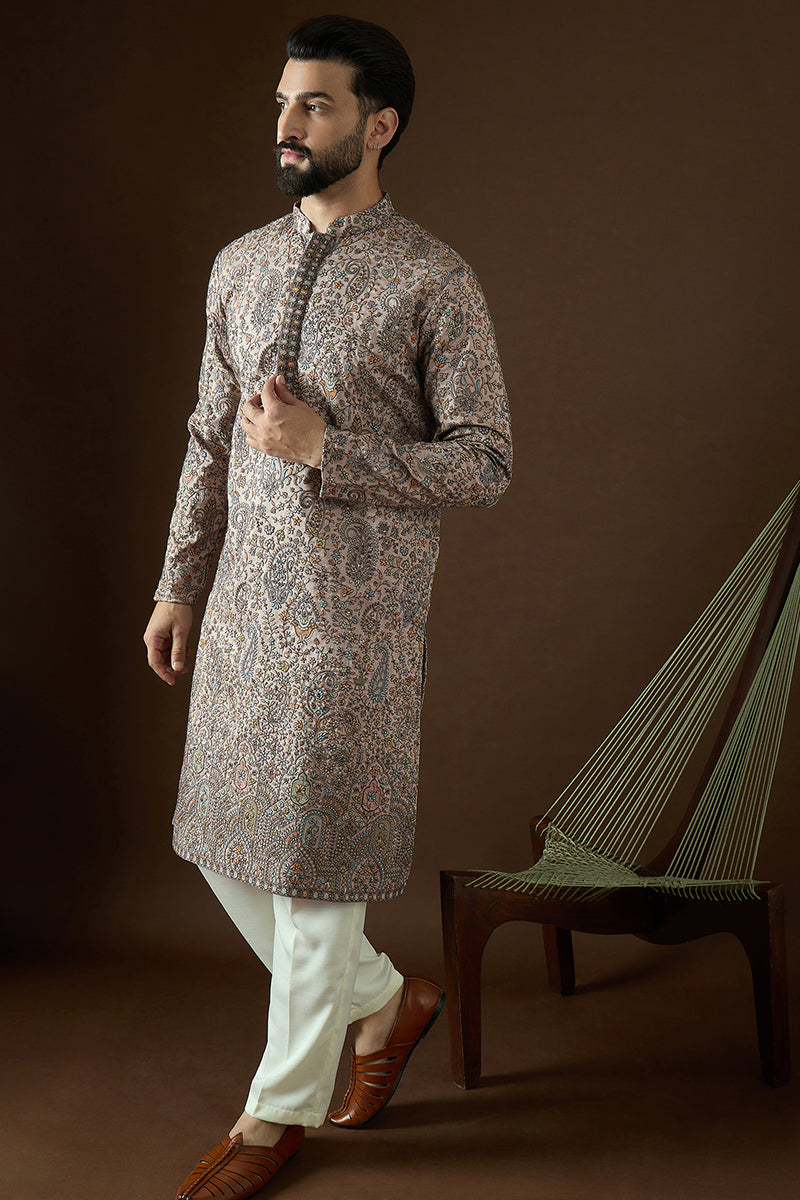 Multi Polyster Solid Embroidered Straight Kurta Sets