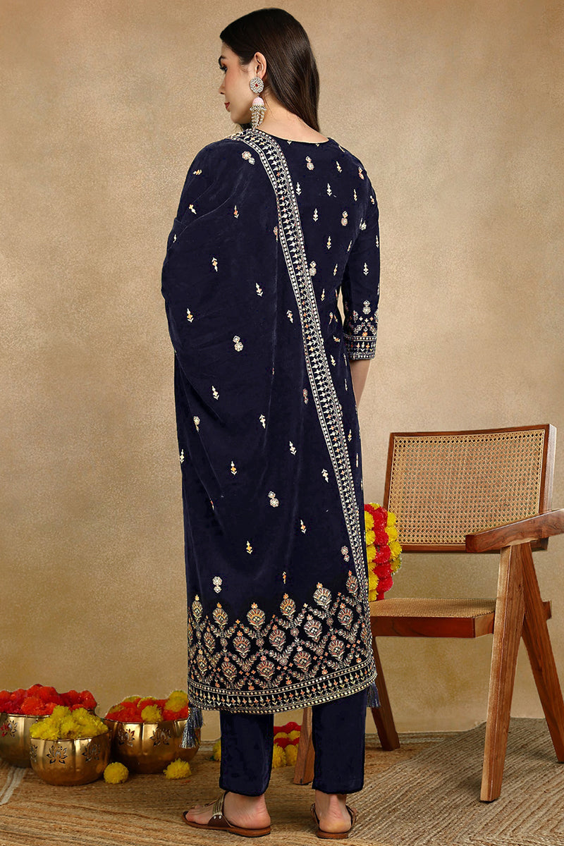 navy-blue-velvet-ethnic-motifs-printed-straight-suit-set-pkskd2771