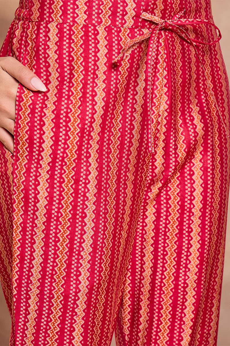 pink rayon blend floral printed straight kurta trouser with dupatta 