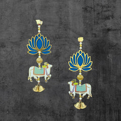 Blue Cow and Lotus Style Diwali Toran