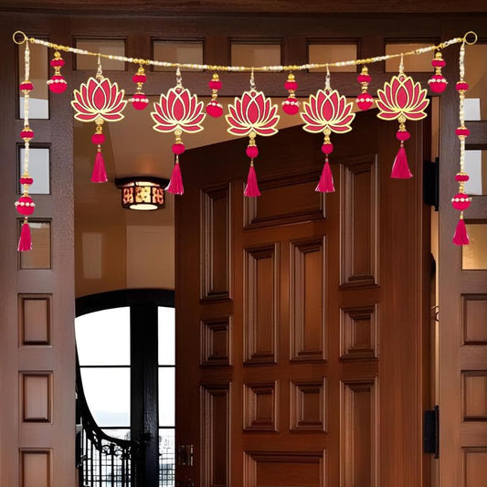 Lotus Pink Jhumki Toran for Door Entrance