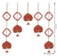 Handmade Lotus Door Wall Hanging | Toran Bandhanwar for Diwali - Set of 5 Pcs
