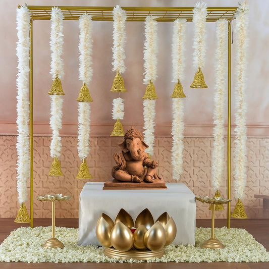 Gajra Bell Hanging Set of 5 (40 Inch Each) – Decorative Floral Strings for Home, Temple, Pooja Room, Wall, Door, Diwali Decoration