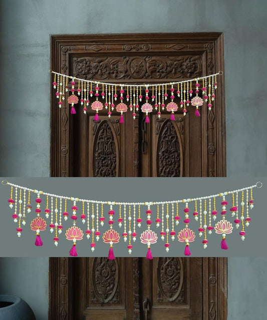 Handmade Door Hanging Pink Lotus Style Door Bandarwal Toran