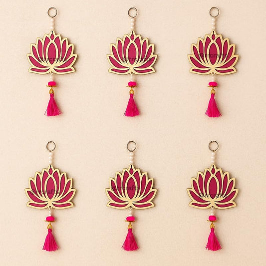 Lotus Decorative Hanging Pack of 6 – Pink Festival Toran for Diwali