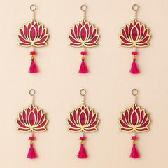 Lotus Decorative Hanging Pack of 6 – Pink Festival Toran for Diwali
