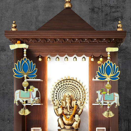 Blue Cow and Lotus Style Diwali Toran