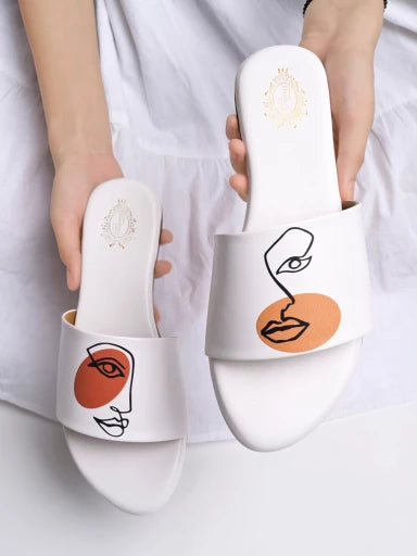 Shoetopia - Casual Open Toe White Flats For Women & Girls