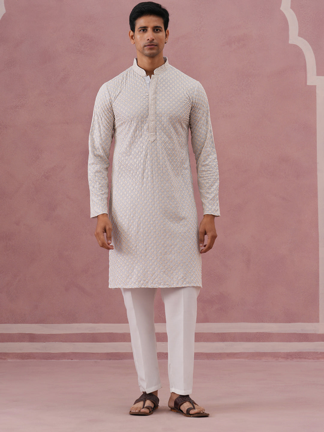 Viscose Rayon Traditional Embroidered Kurta Pyjama