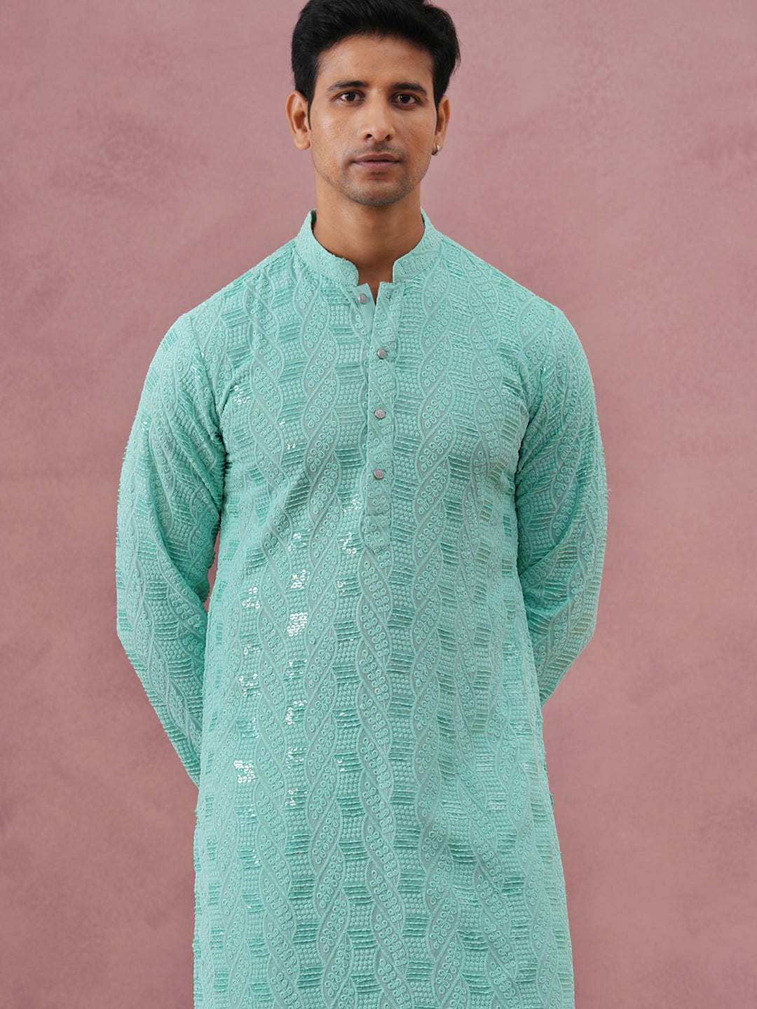 Sequin Embellished Rayon Embroidered Kurta Pyjama