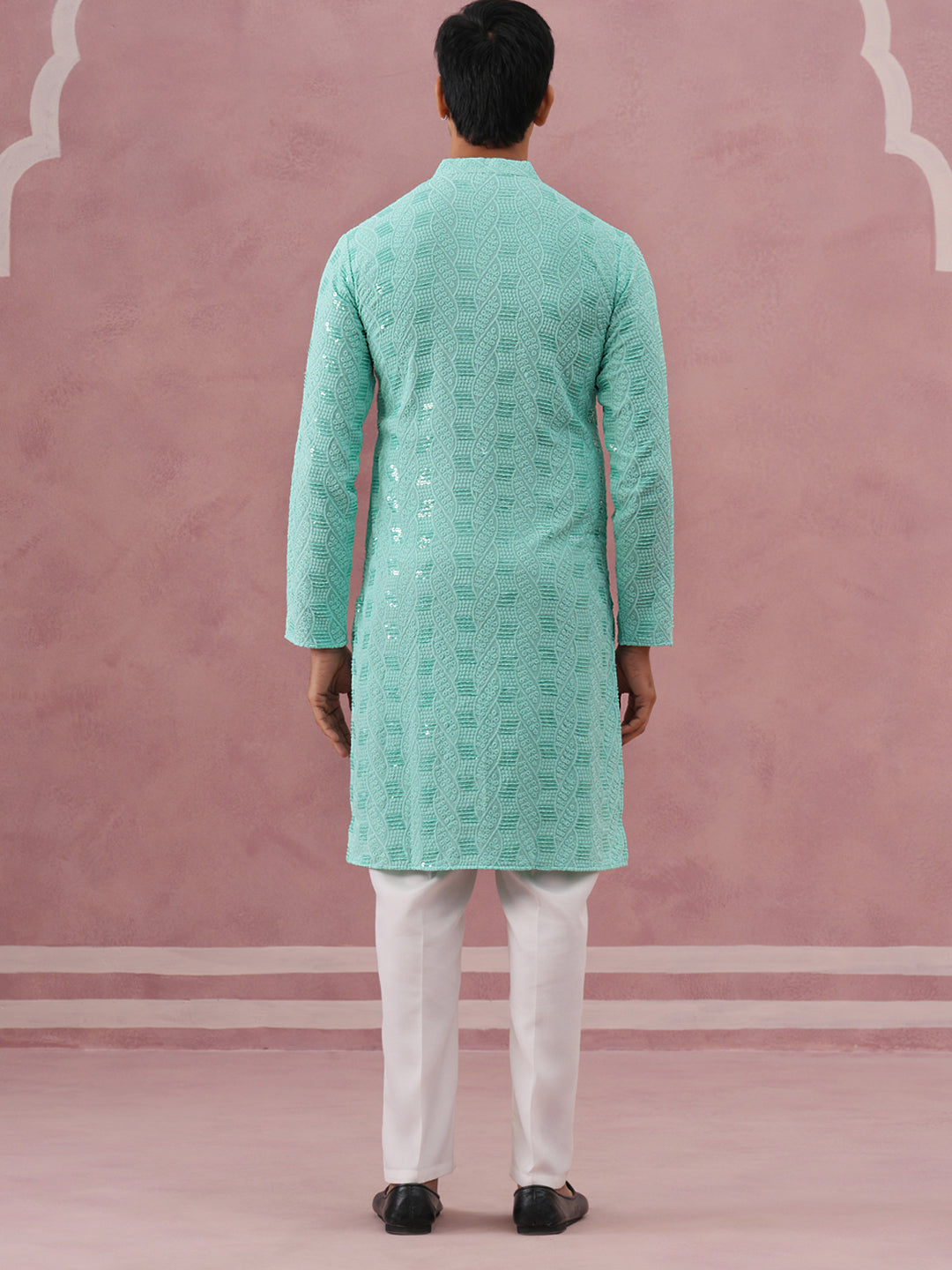 Sequin Embellished Rayon Embroidered Kurta Pyjama