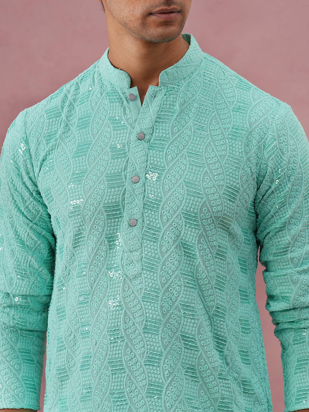 Sequin Embellished Rayon Embroidered Kurta Pyjama