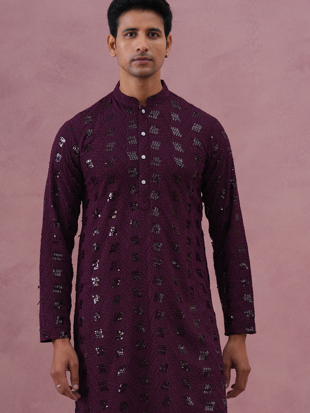 Sequin Embellished Rayon Embroidered Kurta Pyjama