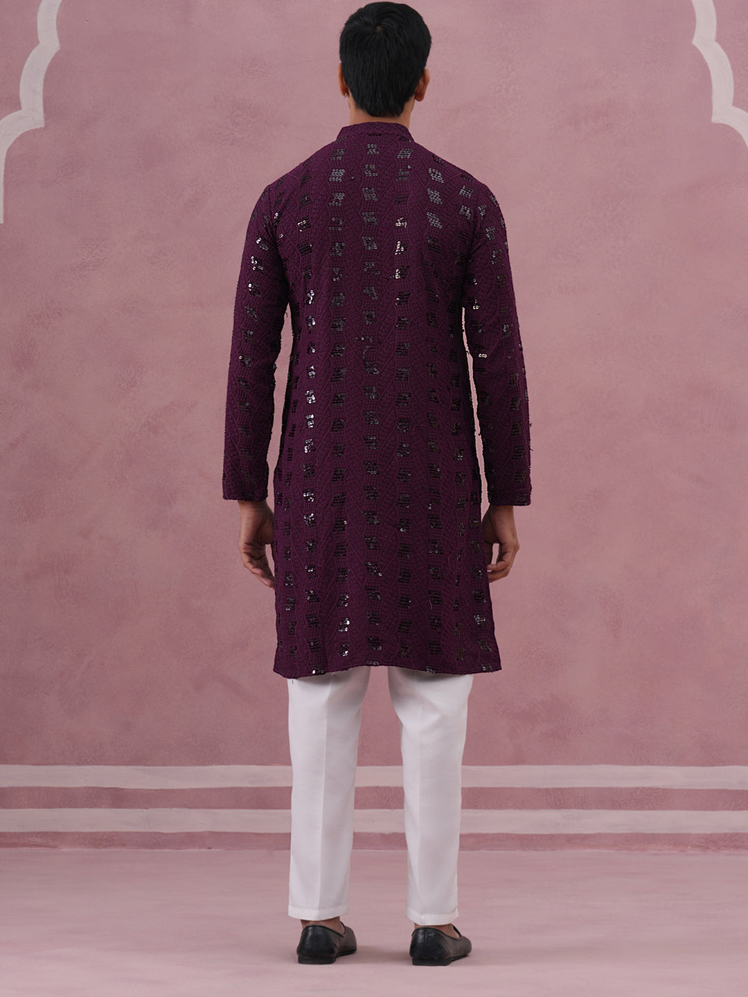 Sequin Embellished Rayon Embroidered Kurta Pyjama