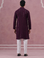 Sequin Embellished Rayon Embroidered Kurta Pyjama
