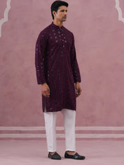 Sequin Embellished Rayon Embroidered Kurta Pyjama
