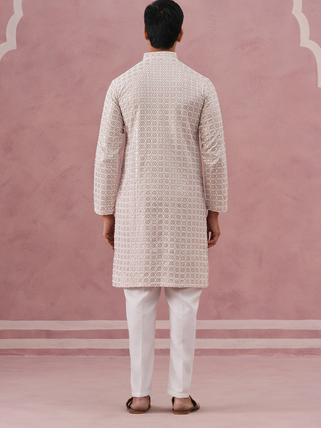 Men S Rayon Sequin Embroidered Kurta Pyjama