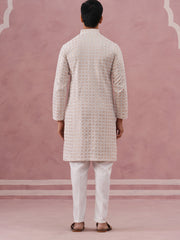 Men S Rayon Sequin Embroidered Kurta Pyjama