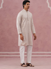 Men S Rayon Sequin Embroidered Kurta Pyjama