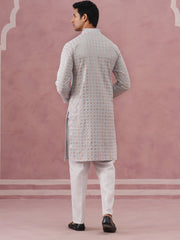 Men S Rayon Sequin Embroidered Kurta Pyjama