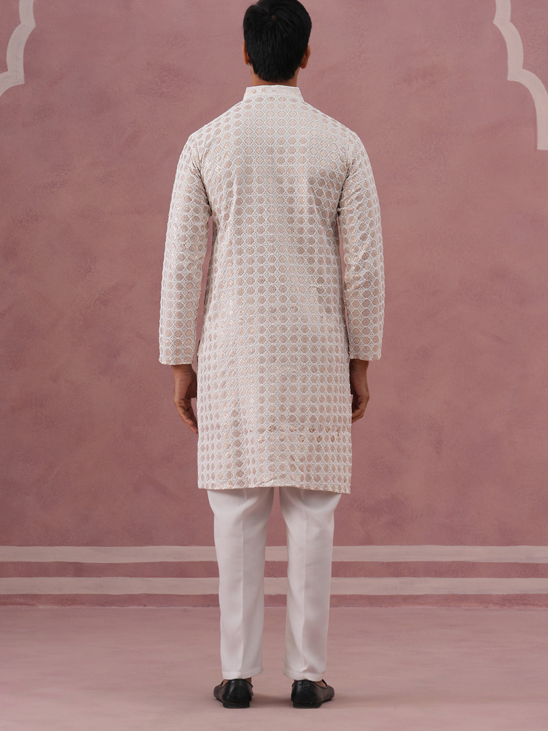 Men S Rayon Sequin Embroidered Kurta Pyjama