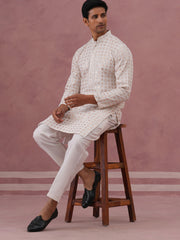 Men S Rayon Sequin Embroidered Kurta Pyjama