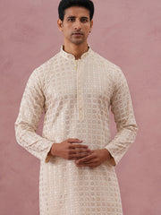 Men S Rayon Sequin Embroidered Kurta Pyjama