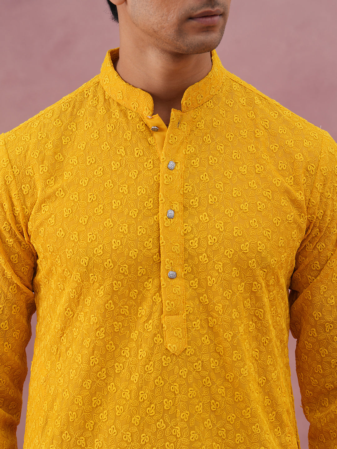 Traditional Cotton Blend Embroidered Kurta Pyjama