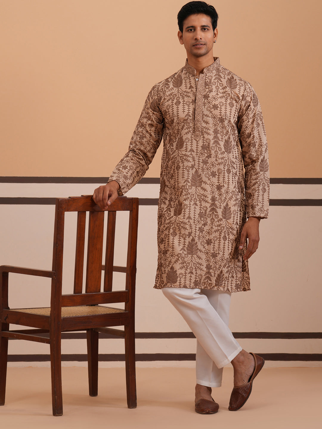 Men S Ethnic Embroidered Kurta Pyjama