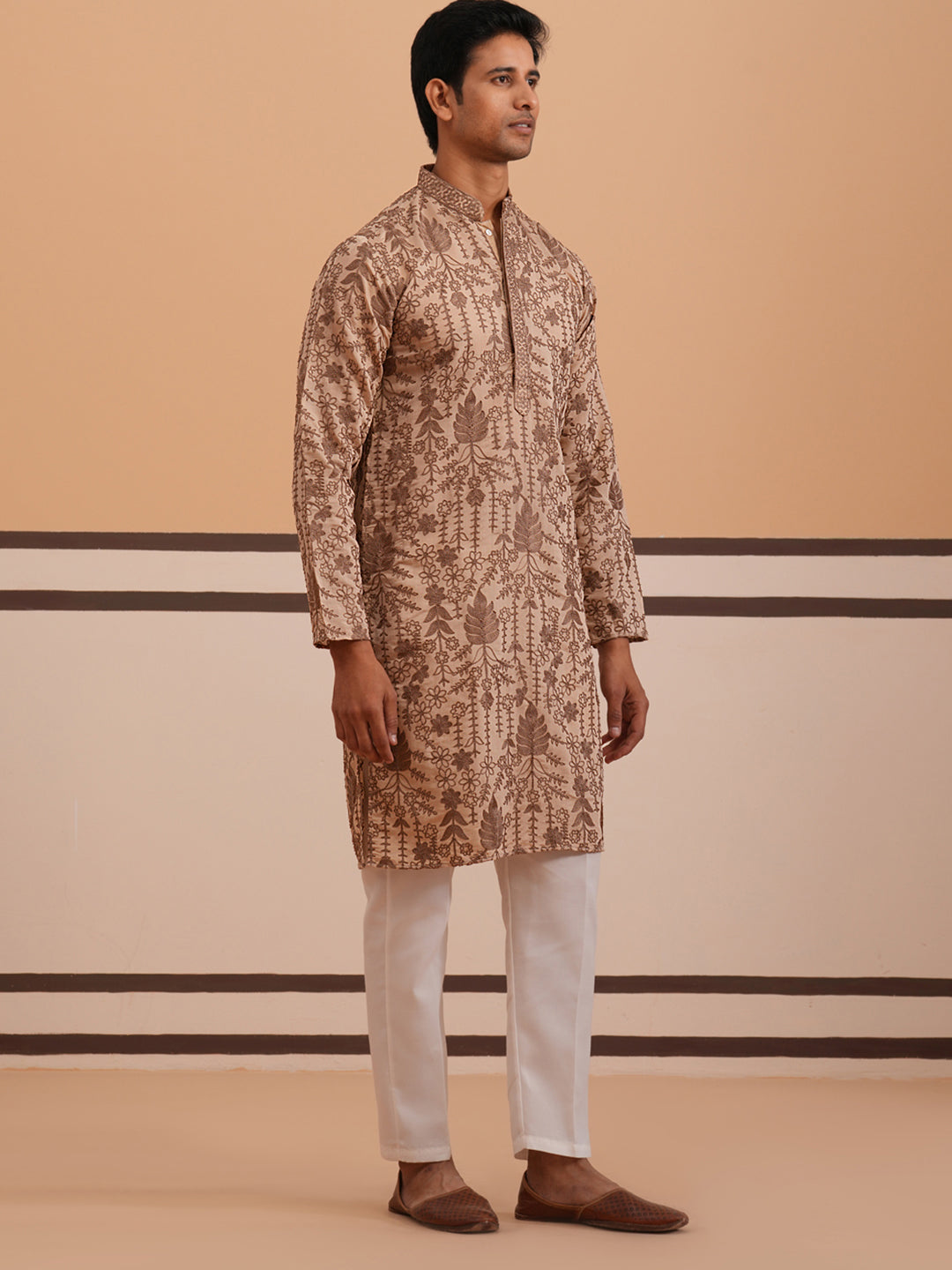 Men S Ethnic Embroidered Kurta Pyjama