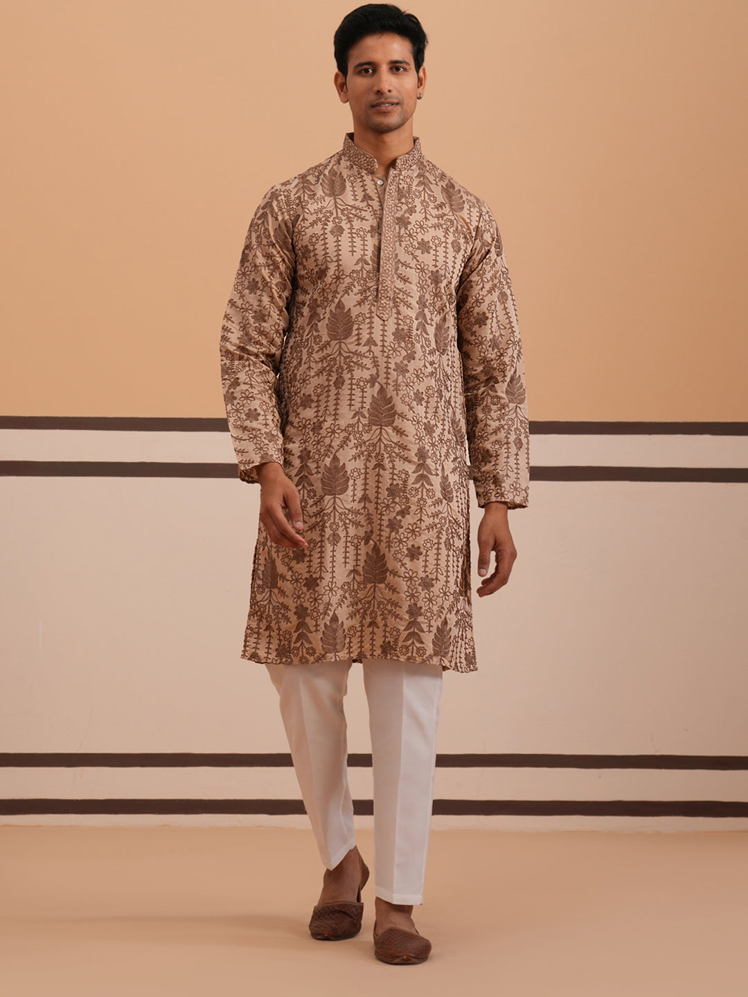 Men S Ethnic Embroidered Kurta Pyjama