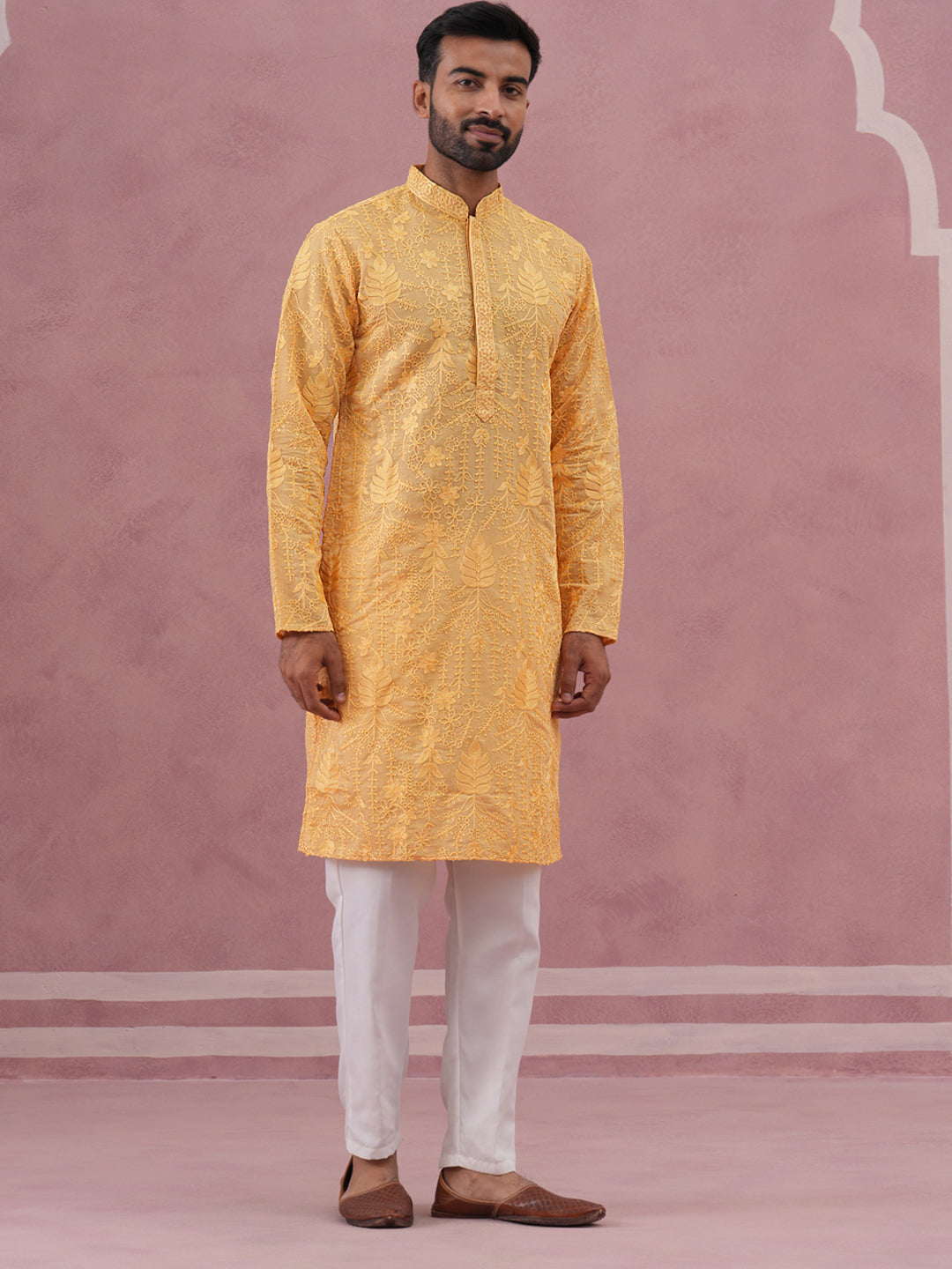 Men S Ethnic Embroidered Kurta Pyjama