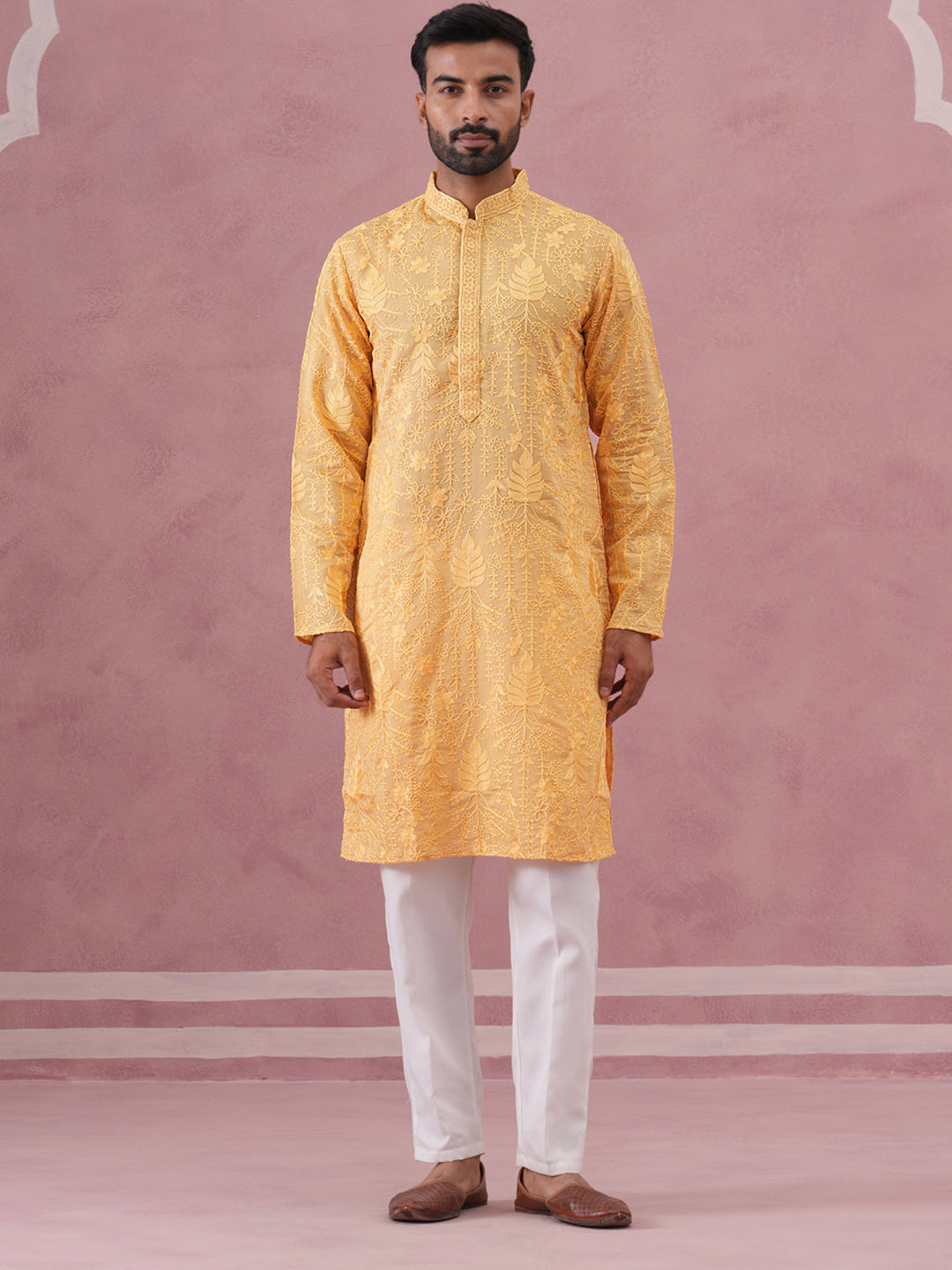 Men S Ethnic Embroidered Kurta Pyjama