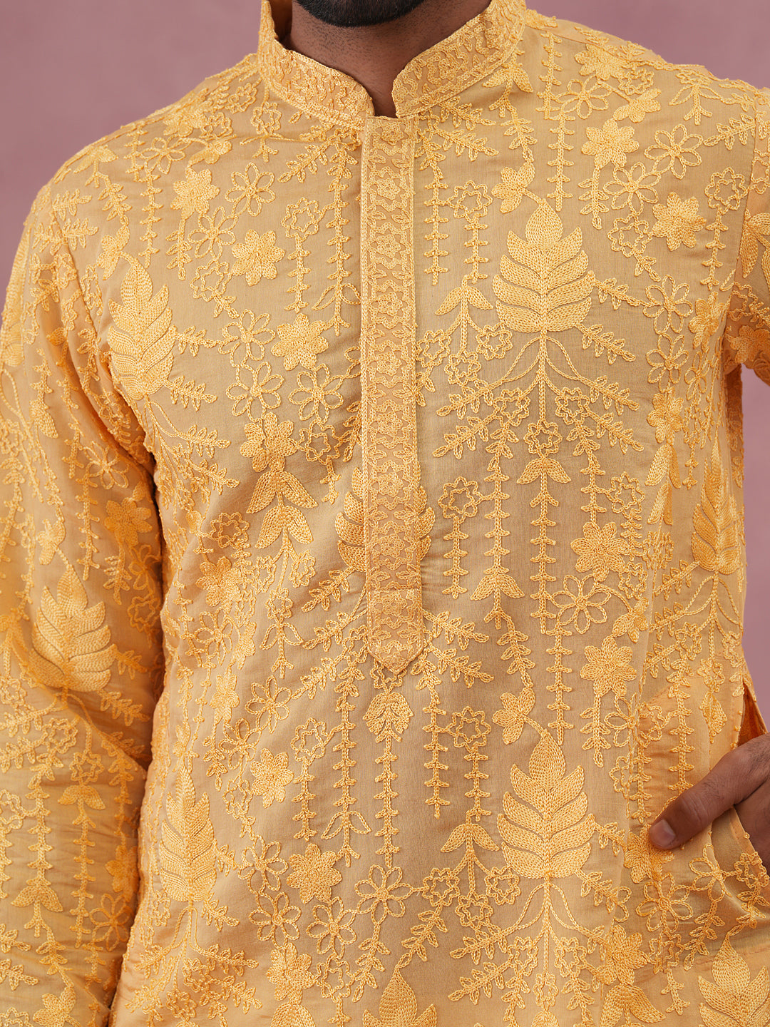 Men S Ethnic Embroidered Kurta Pyjama