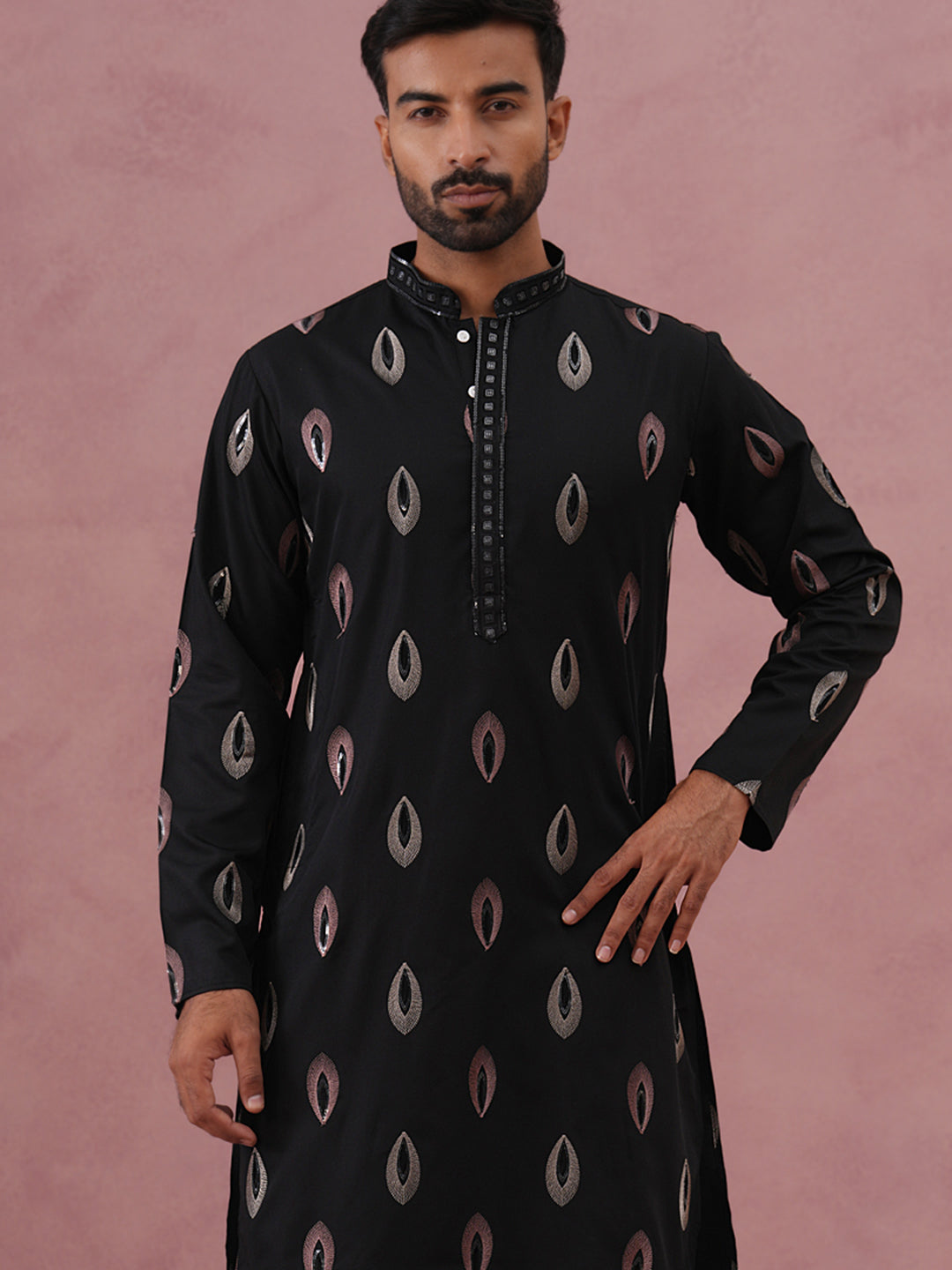 Festive Silk Blend Embroidered Kurta Set