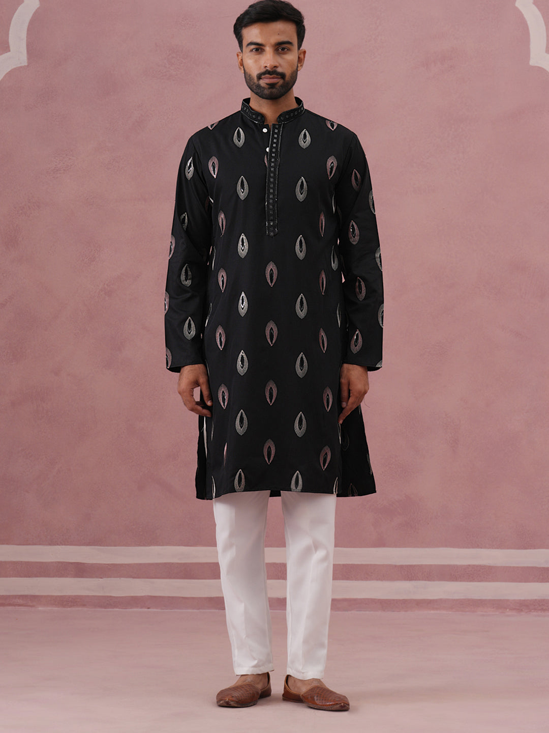 Festive Silk Blend Embroidered Kurta Set