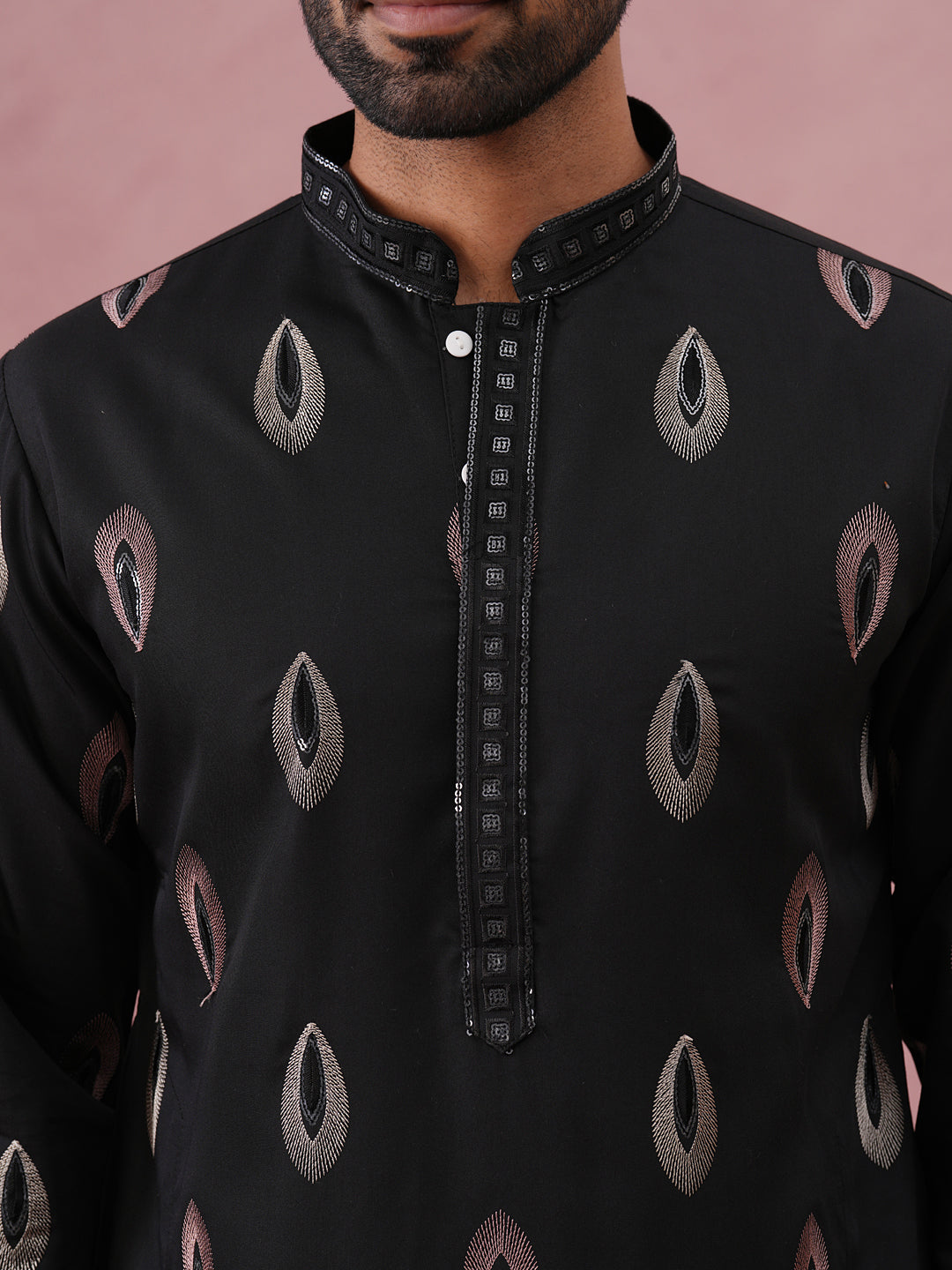 Festive Silk Blend Embroidered Kurta Set