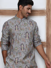 Traditional Foil Printed Kurta Pyjama For Men