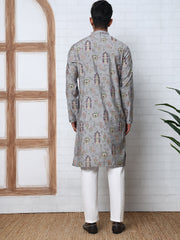 Traditional Foil Printed Kurta Pyjama For Men