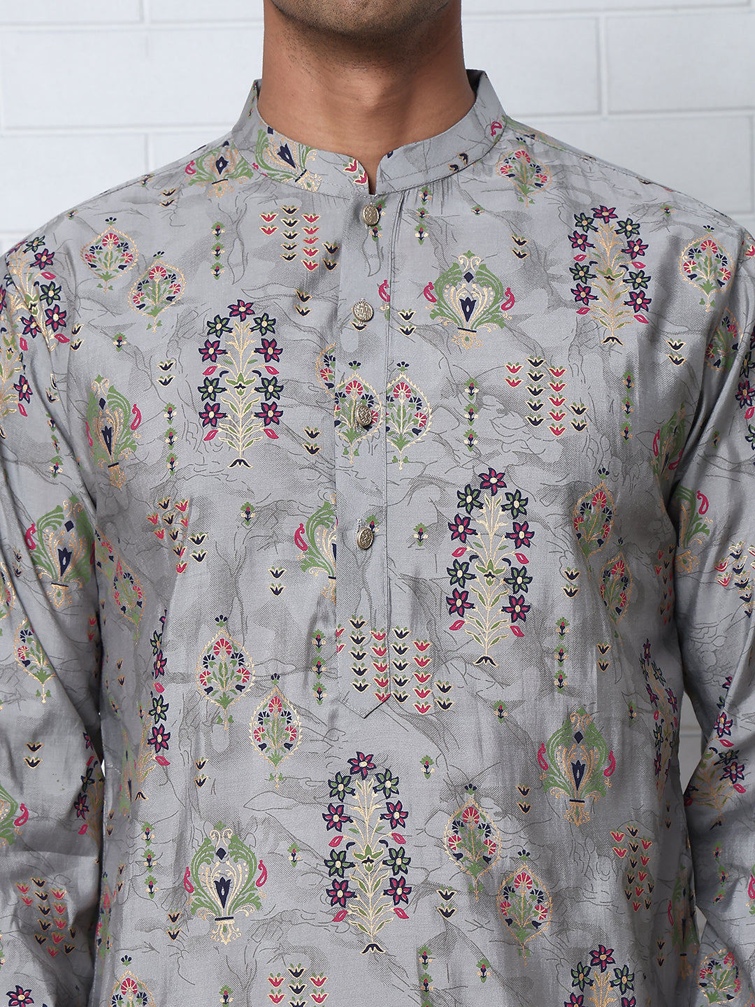 Traditional Foil Printed Kurta Pyjama For Men